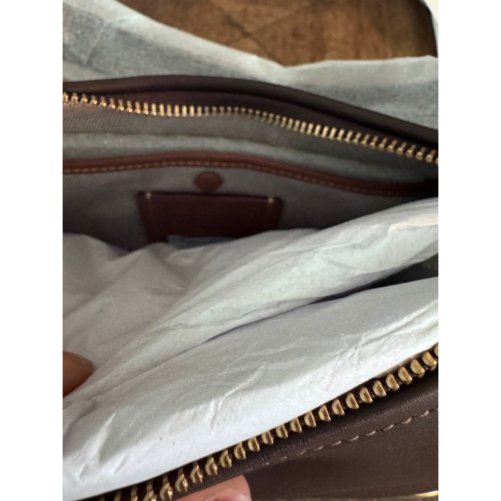 Coach Cary Shoulder Bag Dark Stone Leather Gold Chain CC Logo CJ829 - Picture 5 of 12
